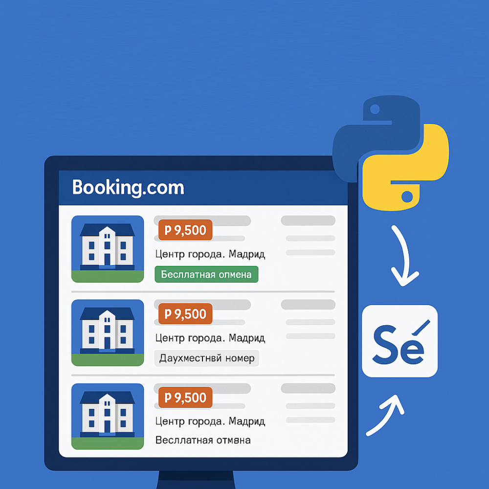 В этой статье мы расскажем, как с помощью Python и библиотеки Selenium создать скрипт для сбора информации об отелях с сайта Booking.com.