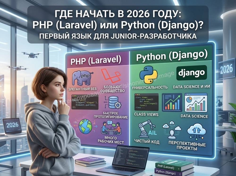 Каждый год новички задают один и тот же вопрос: «Какой язык учить первым, чтобы точно найти работу?» В 2026 году ситуация изменилась: рынок джунов стал жестче, но возможности — шире. Сегодня разберем двух главных тяжеловесов веб-разработки — PHP (фреймворк Laravel) и Python (фреймворк Django).