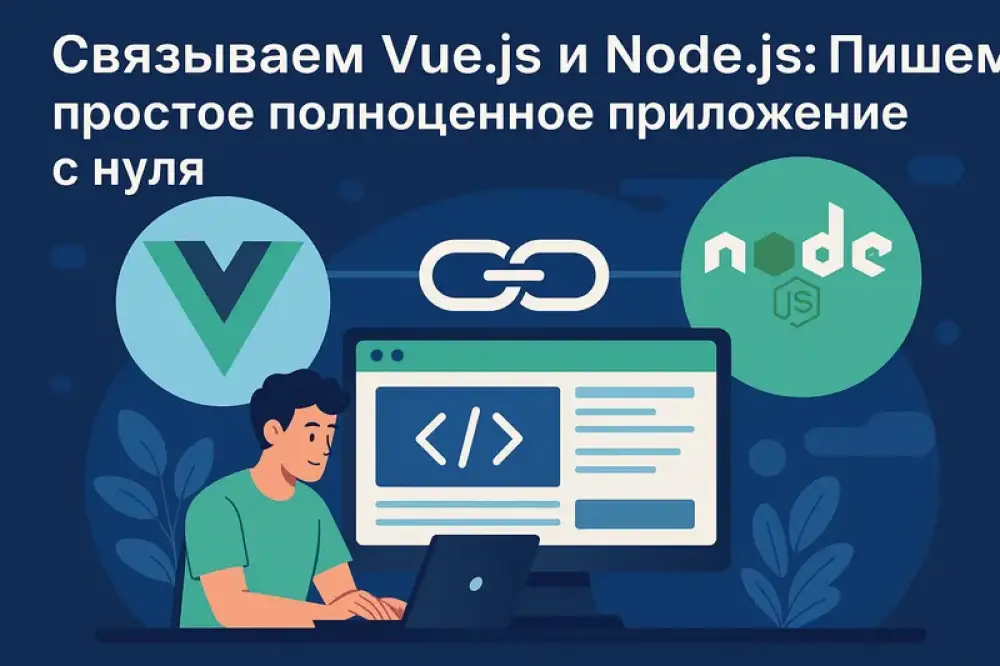 Приветствую всех, кто интересуется веб-разработкой! Сегодня мы разберем одну из фундаментальных задач: создание полноценного приложения, где клиентская часть на Vue.js общается с сервером на Node.js. Это основа, на которой строятся бесчисленные современные веб-приложения.

Мы не будем углубляться в сложные архитектуры и используем самые простые инструменты. Наша цель — понять принцип взаимодействия.

Что мы построим?
Создадим простое приложение «Список задач». Клиент на Vue будет отображать список дел, добавлять новые и удалять старые. Сервер на Node.js будет хранить этот список (пока что в памяти) и обрабатывать все запросы от клиента.